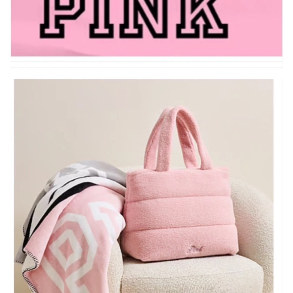Victoria’s Secret PINK Cozy Tote & Sherpa Blanket - New With Tag - Picture 3 of 6